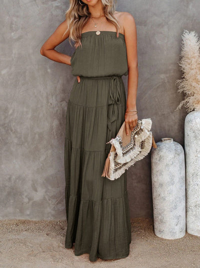 NTG Fad Dress Armygreen / S Strappy strappy sexy backless long dress