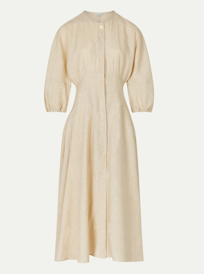 NTG Fad DRESS BEIGE / XS HELWAN linen dress-(Hand Made)