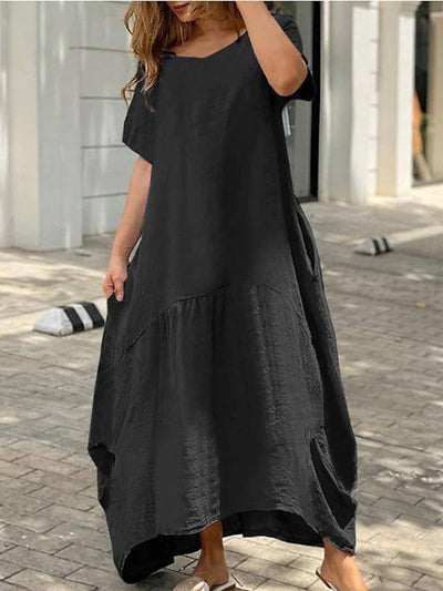 NTG Fad DRESS Black / 5XL Loose plus size cotton linen long dress