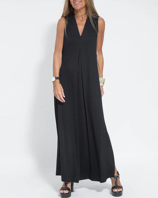 NTG Fad Dress Black / S Elegant Solid Color Sleeveless Maxi Dress
