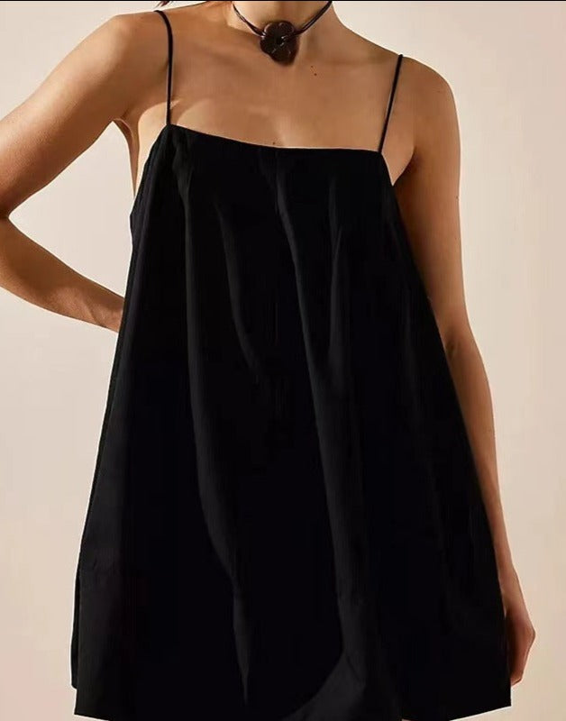 NTG Fad Dress Black / S Holiday Beach Tie Backless Pleated Dress