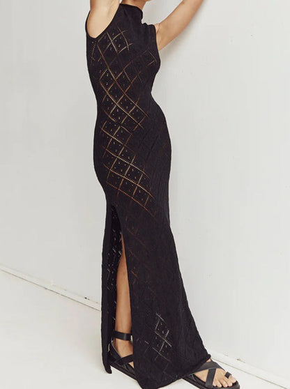 NTG Fad Dress black / S Perspective Crochet Hollow Knit Long Dress