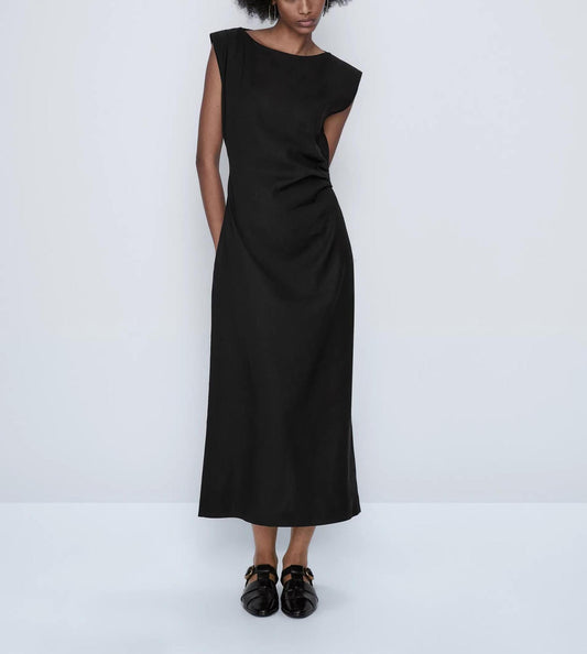 NTG Fad Dress Black / S Sleeveless linen-blend long dress