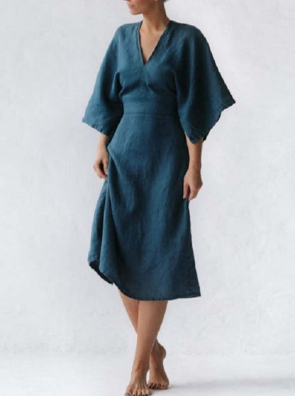 NTG Fad Dress Blue / XXL linen slim dress