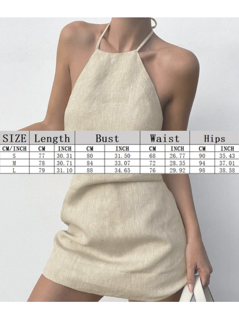 NTG Fad DRESS Cotton and Linen Halter Neck Tie A-line Skirt