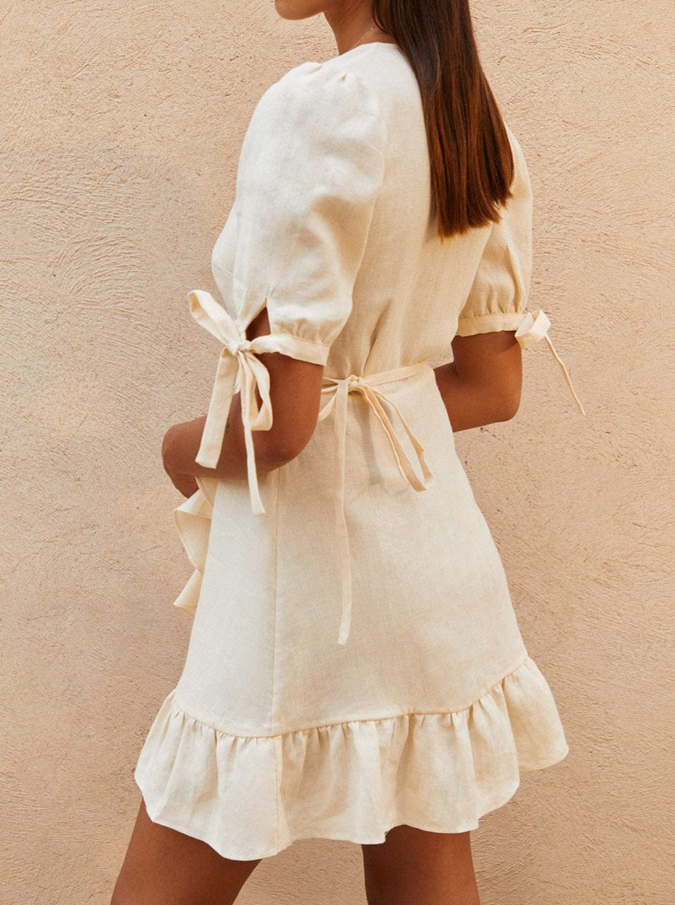 NTG Fad DRESS Cotton and Linen Mini Wrap Dress-(Hand Made)
