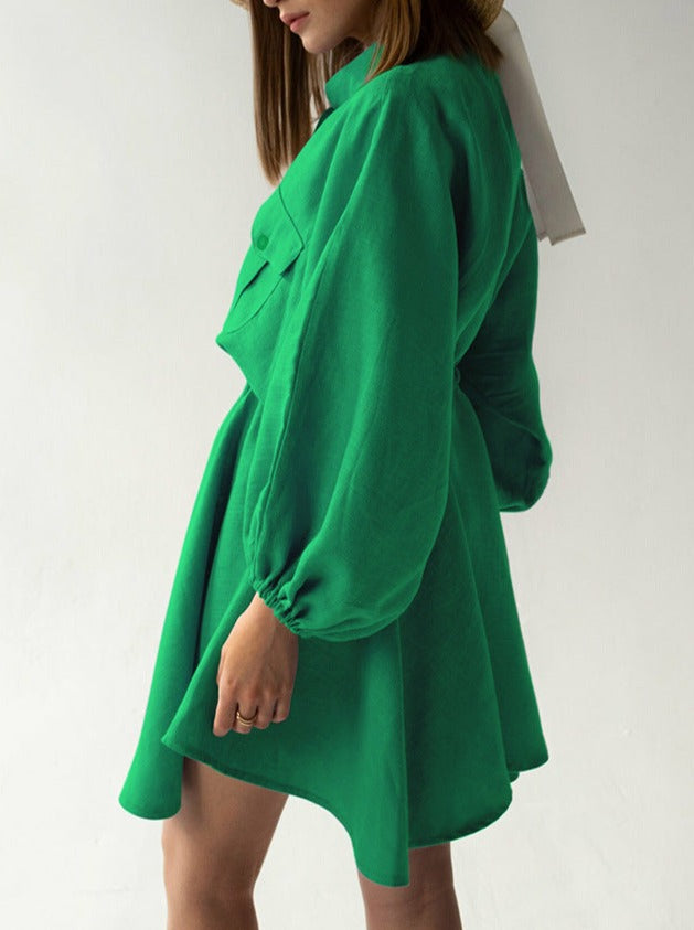 NTG Fad Dress Cotton and linen waist design shirt skirt
