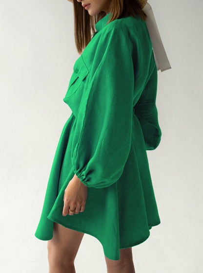 NTG Fad Dress Cotton and linen waist design shirt skirt