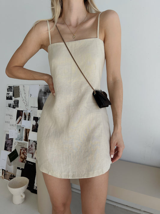 NTG Fad dress Cream / S Sleeveless Tie-back Mini Dress-（Hand Made）