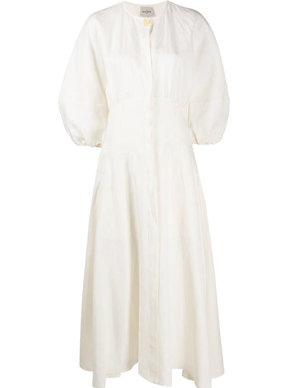 NTG Fad DRESS CREAM / XS HELWAN linen dress-(Hand Made)