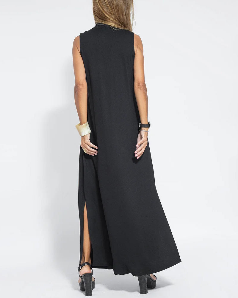 NTG Fad Dress Elegant Solid Color Sleeveless Maxi Dress
