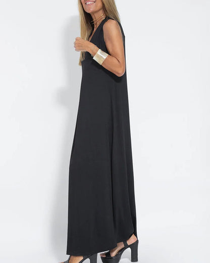 NTG Fad Dress Elegant Solid Color Sleeveless Maxi Dress