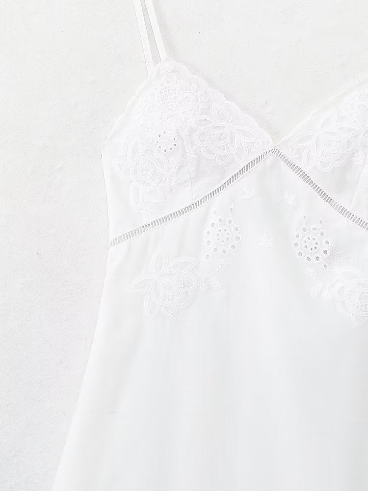 NTG Fad Dress Embroidered linen slip dress