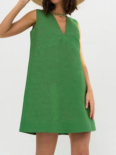 NTG Fad DRESS Green / S Ladies loose cotton linen sundress
