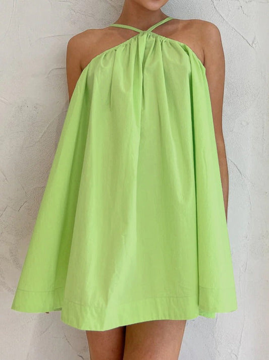 NTG Fad DRESS Green / S Loose Halter Neck Sleeveless Sexy Skirt Dress