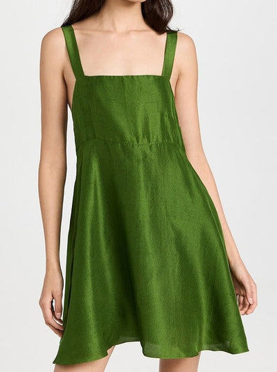 NTG Fad Dress Green / S Square neck strap A-line dress-（Hand Made）