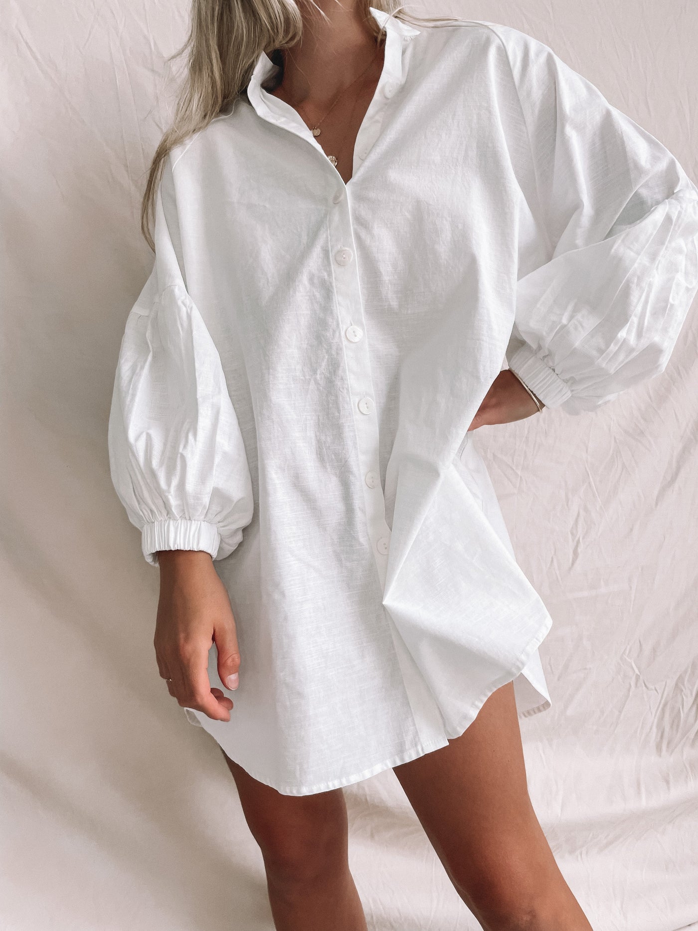 NTG Fad DRESS Havana Smock Dress - White-(Hand Made)