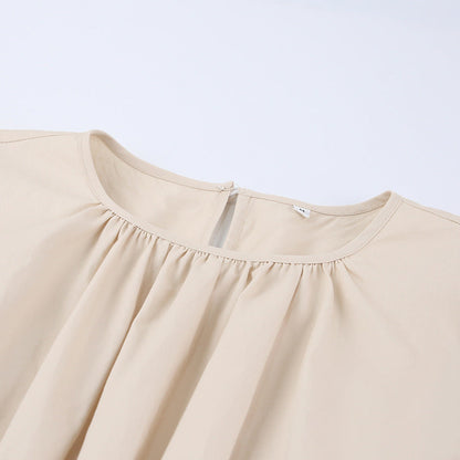 NTG Fad Dress Lace-up Hollow Puff Sleeve Round Neck Dress