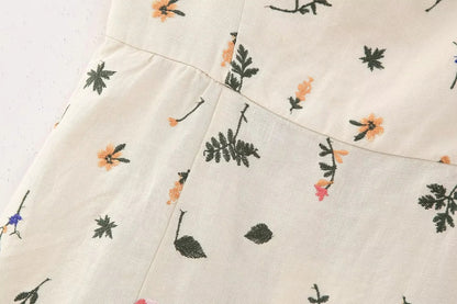 NTG Fad Dress Linen Embroidered Slip Dress