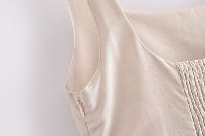 NTG Fad Dress Linen Midi Casual Strap Solid Color Dress