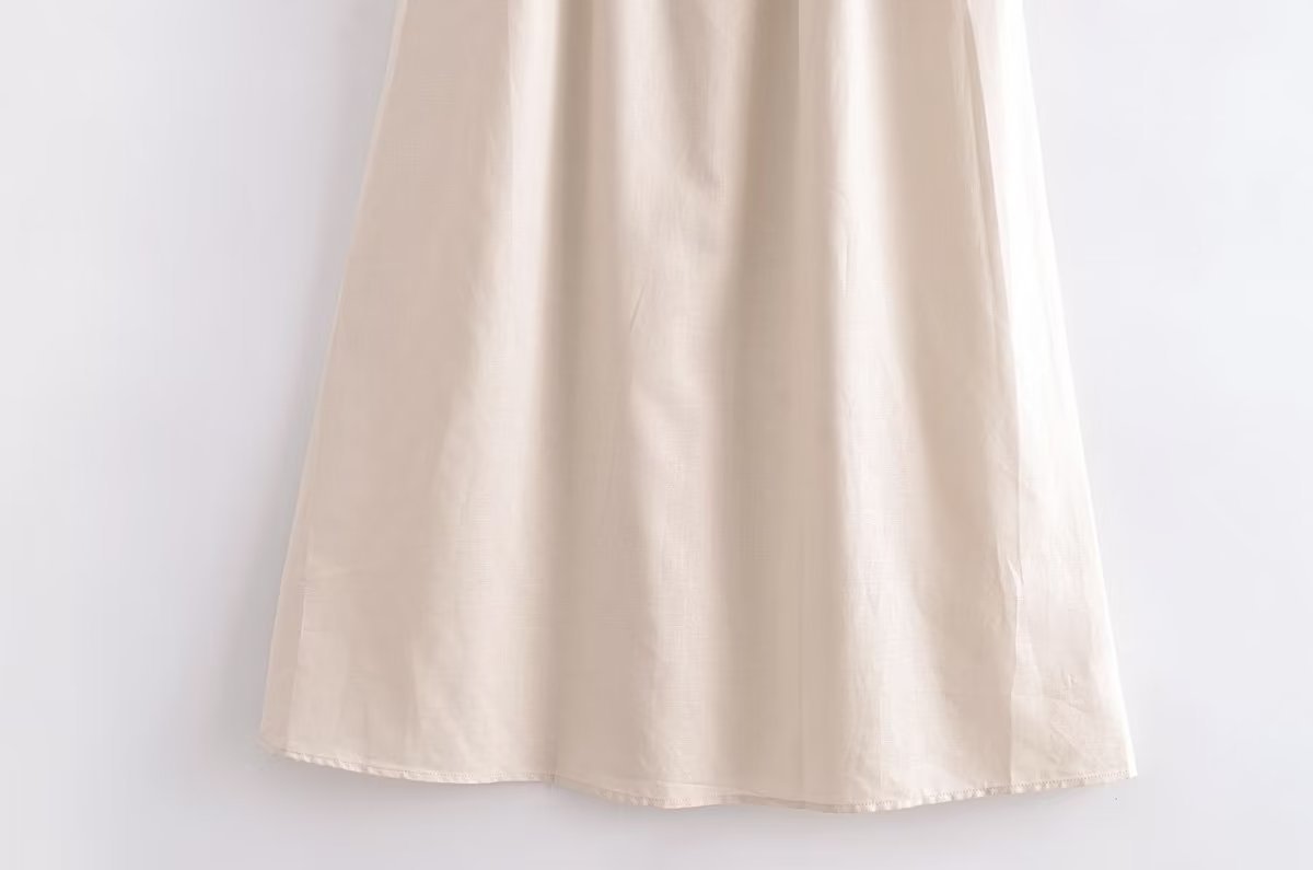 NTG Fad Dress Linen Midi Casual Strap Solid Color Dress