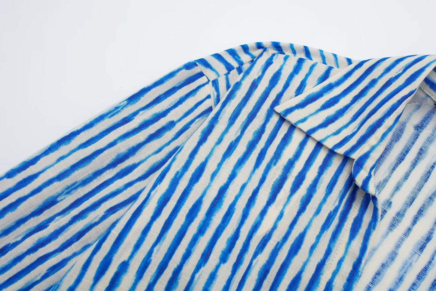 NTG Fad Dress Long-Sleeve Open Striped Linen Dress