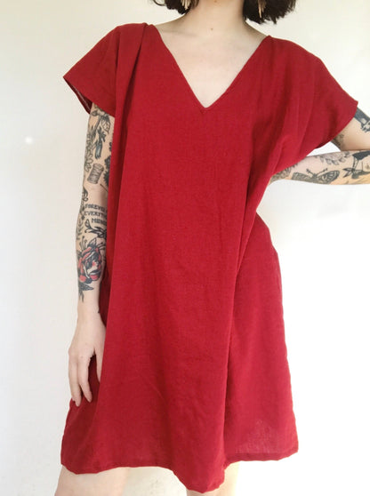 NTG Fad Dress Loose dress with deep V-neck-（Hand Made）
