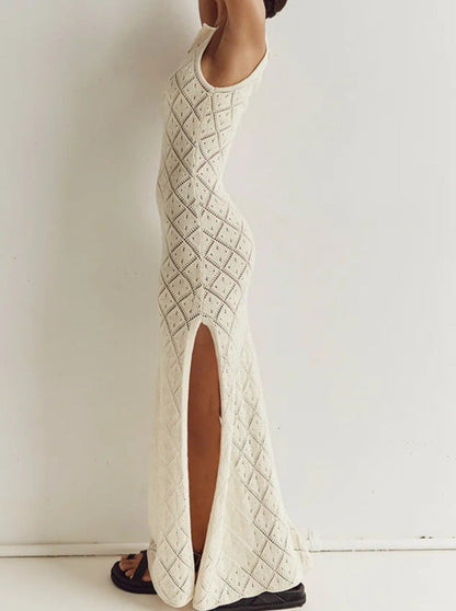 NTG Fad Dress Perspective Crochet Hollow Knit Long Dress