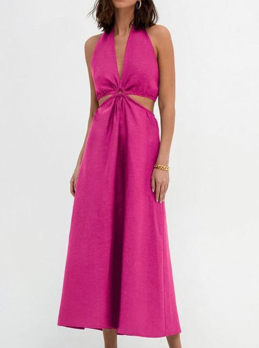 NTG Fad Dress Pink / L Deep V backless long dress