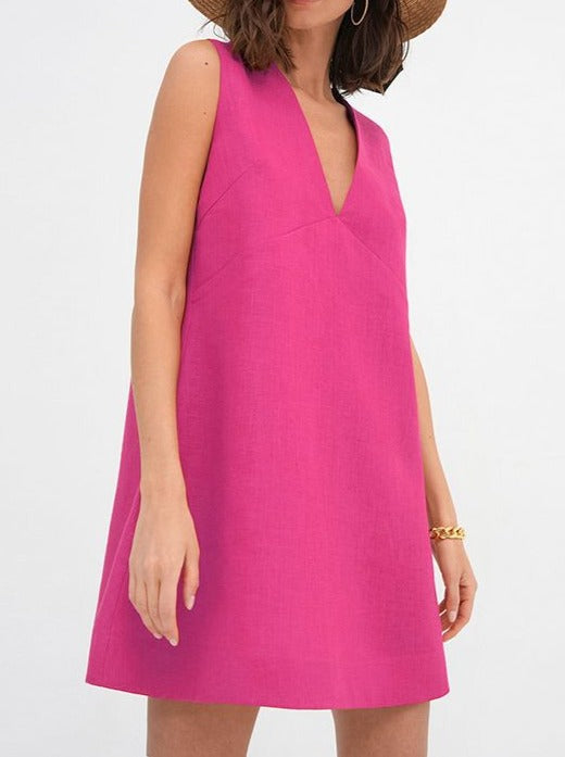 NTG Fad DRESS Pink / S Ladies loose cotton linen sundress