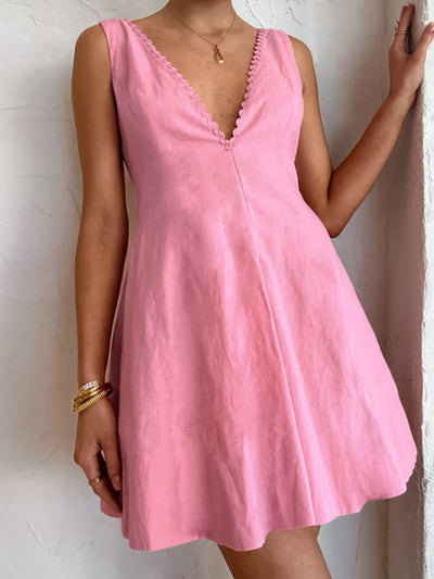 NTG Fad DRESS Pink / S Sexy backless V-neck sleeveless slim skirt