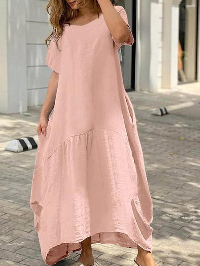 NTG Fad DRESS Pink / XL Loose plus size cotton linen long dress