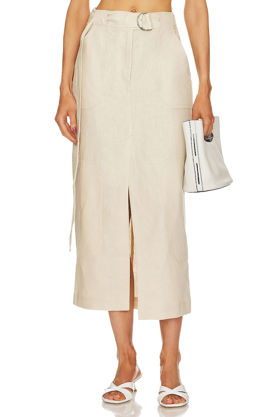 NTG Fad Dress S Linen and cotton multi-pocket skirt-(Hand Made）
