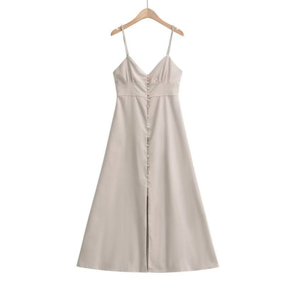 NTG Fad Dress Simple Linen Midi Slip Dress