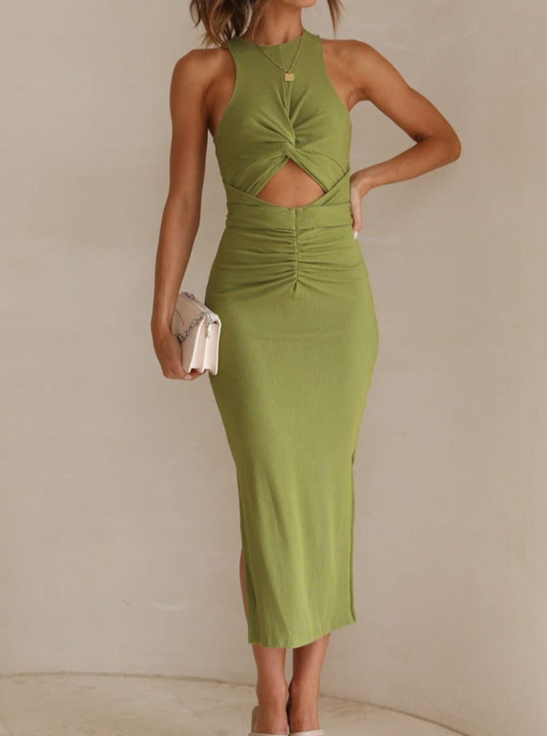 NTG Fad Dress Slim-fitting slit INS casual holiday sleeveless dress