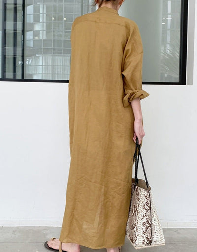 NTG Fad DRESS Solid Color Linen Loose Thin Dress