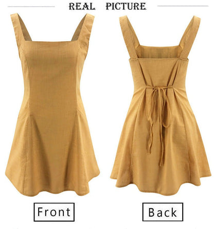 NTG Fad Dress Spaghetti Strap Square Neck Casual Belted Pocket Mini Dress