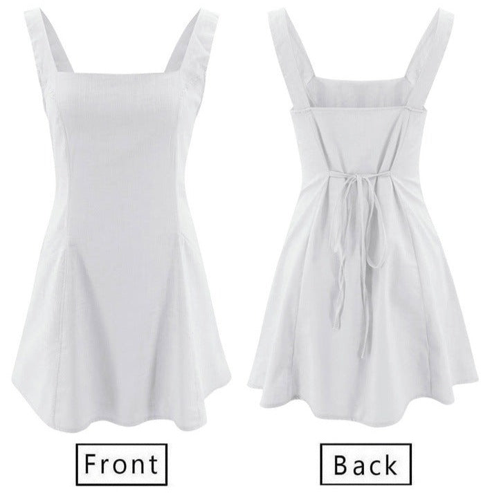 NTG Fad Dress Spaghetti Strap Square Neck Casual Belted Pocket Mini Dress