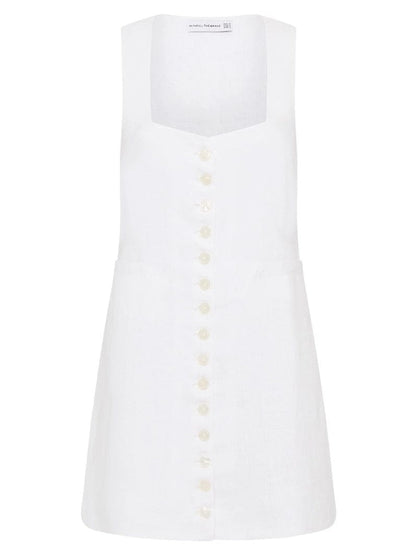 NTG Fad Dress square neck tie waist button dress-（Hand Made）