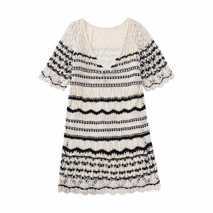 NTG Fad Dress Striped Crochet Mini Dress