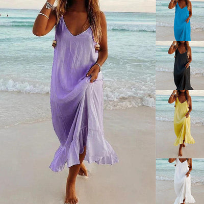 NTG Fad DRESS V Neck Backless Strap Beach Vacation Boho Dress