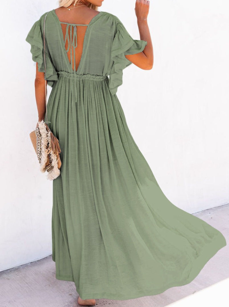 NTG Fad Dress V Neck Seaside Resort Beach Dress