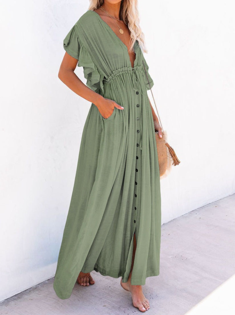 NTG Fad Dress V Neck Seaside Resort Beach Dress