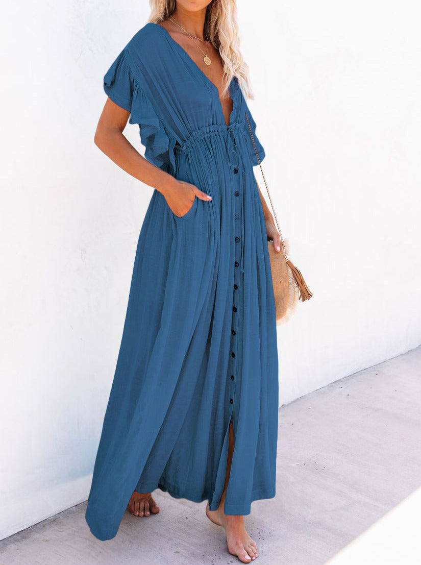 NTG Fad Dress V Neck Seaside Resort Beach Dress