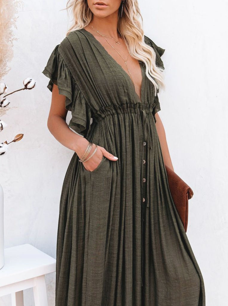 NTG Fad Dress V Neck Seaside Resort Beach Dress