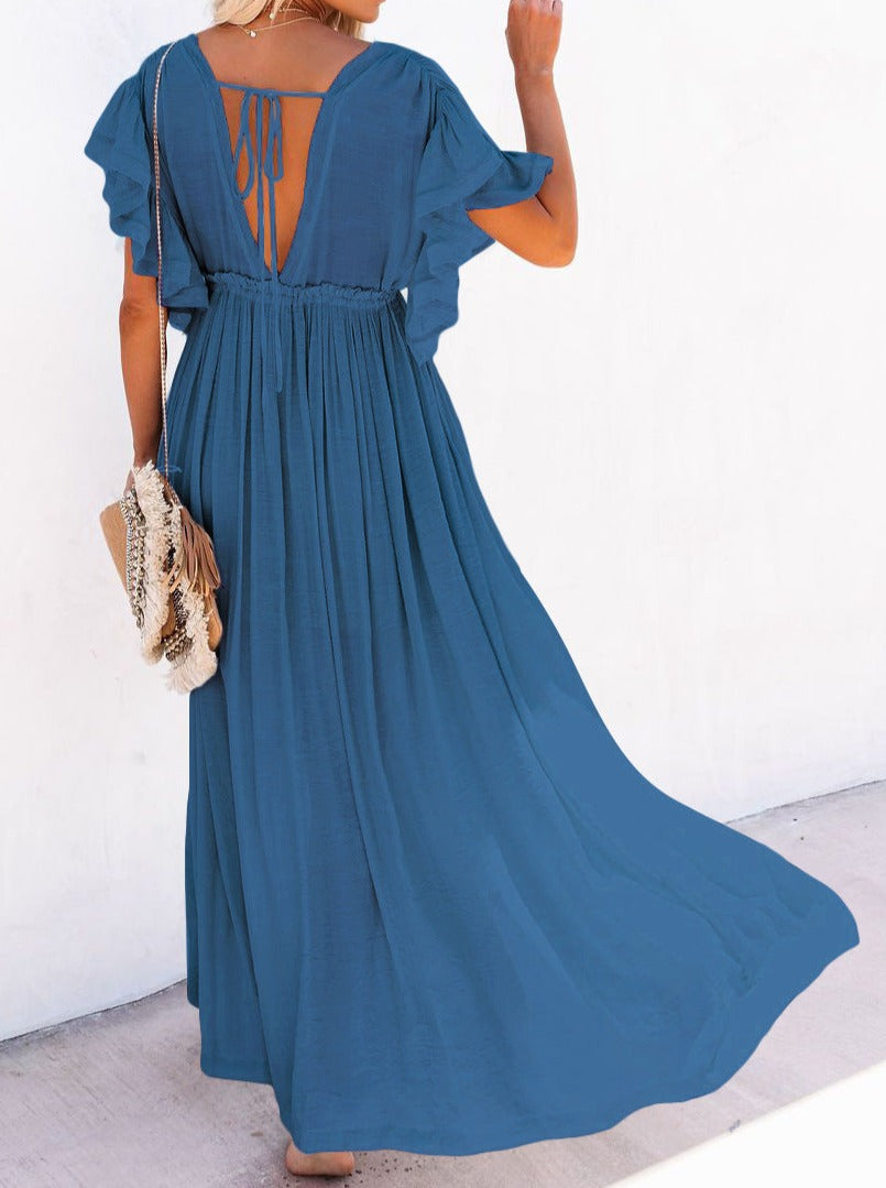 NTG Fad Dress V Neck Seaside Resort Beach Dress