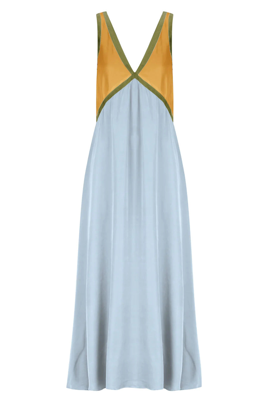 NTG Fad Dress V-neck sleeveless colorblock cupro silk swing dress