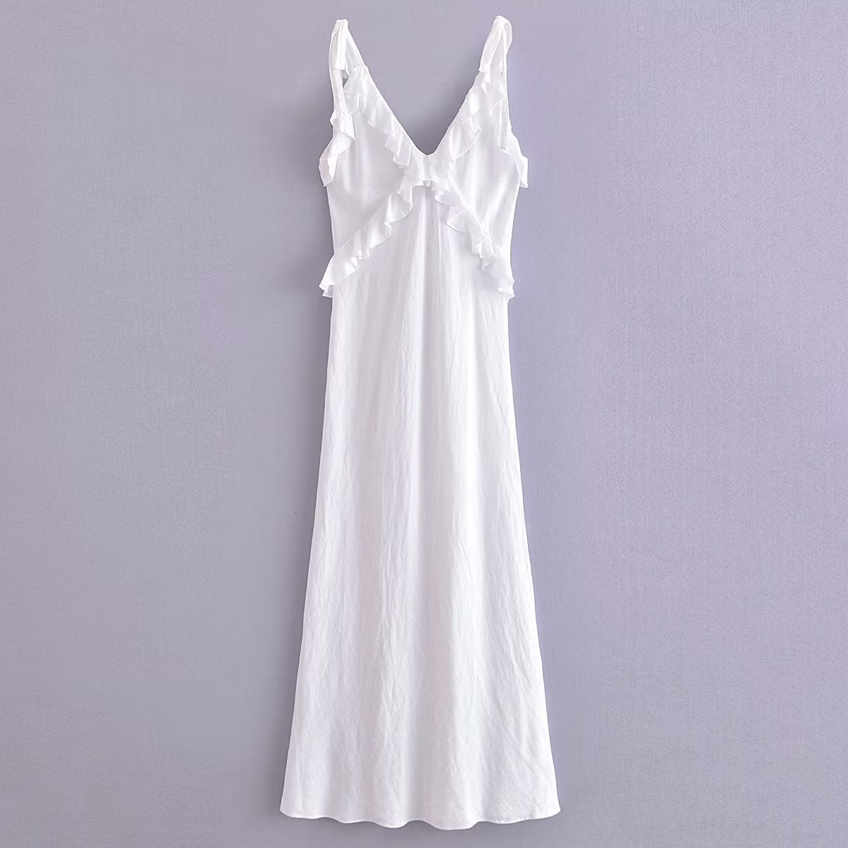 NTG Fad Dress V-neck strappy linen-blend tiered dress
