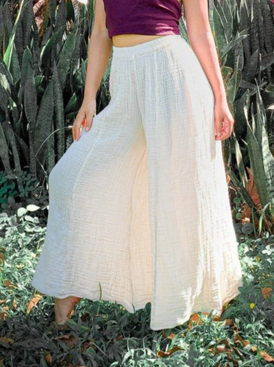 NTG Fad DRESS White / S Cotton linen drawstring elegant trousers