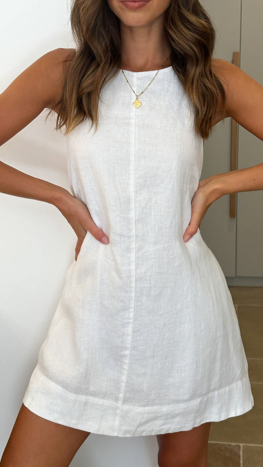 NTG Fad Dress White / S Linen Dress - （Hand Made）
